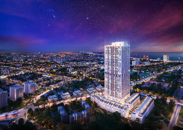 Dự án Grand Mark Nha Trang cung cấp ra thị trường đa dạng sản phẩm căn hộ, dual-key, penthouse và shop villa đáp ứng nhu cầu của nhiều đối tượng khách hàng. Ảnh phối cảnh: PropertyX