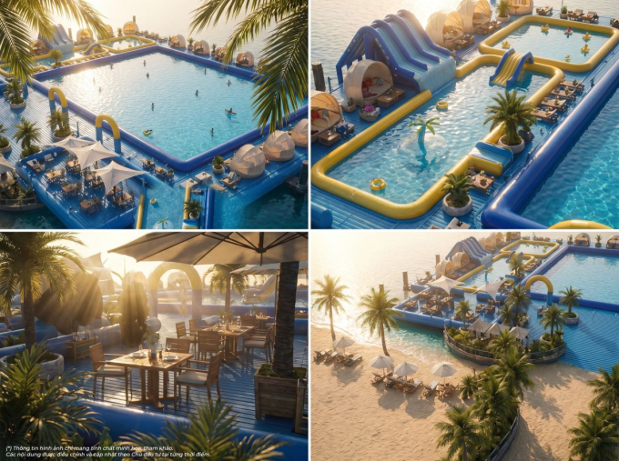 Hồ bơi nổi Thiên Đường Nhiệt Đới mang đến trải nghiệm mới lạ cho ngôi nhà nghỉ dưỡng.
